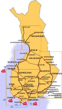Карта железных дорог Финляндии